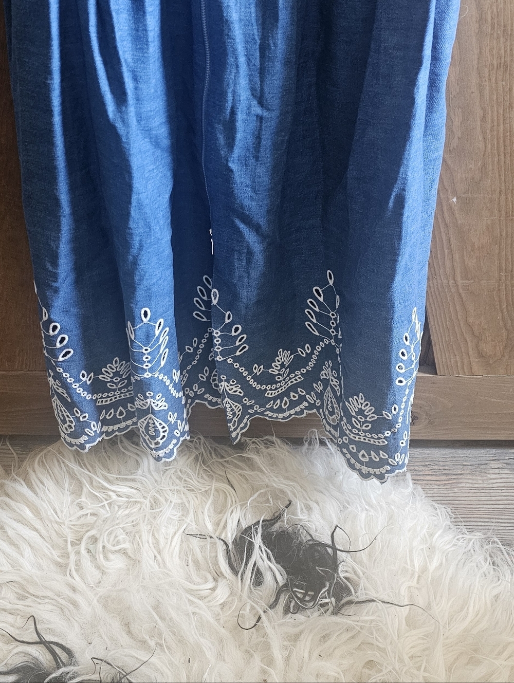 Anthropologie Blue Sleeveless Tommie Embroidered Smocked Waist Dress - Picture 2 of 6